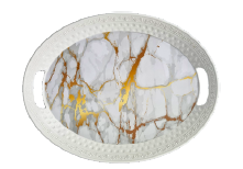 Sarı Mermer Desen Tepsi