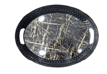 Siyah Yaldız Desen Tepsi