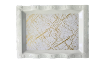 Küçük Dalgal Tepsi Beyaz Yaldız Desen