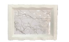 Küçük Dalgal Tepsi Beyaz Yaldız Desen