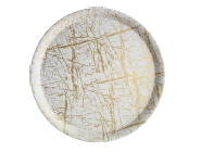 Yuvarlak Tepsi Beyaz Yaldız Desen 42 cm